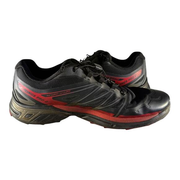 Saloman Men’s Wings Pro 2 Hiking Sneakers Black Red Size 11.5 Sens Fit Endo Fit - Picture 8 of 9